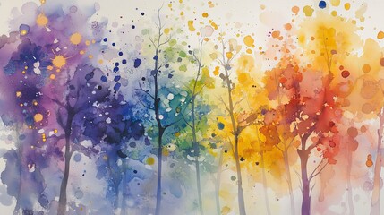 Fototapeta premium Hand painted abstract rainbow coloured hand painted watercolour splatter design