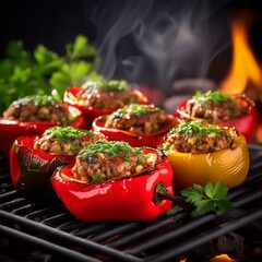Paprikaschoten gefüllt mit Hackfleisch