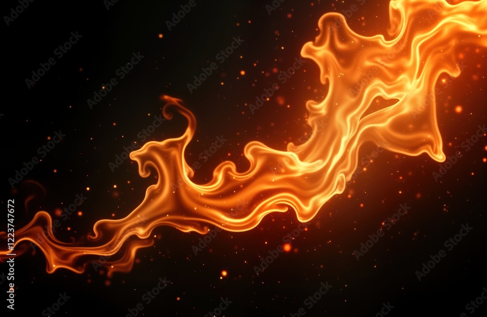 Aufkleber abstract fire flames glow against black background. dynamic fire pattern. orange flames flow like li