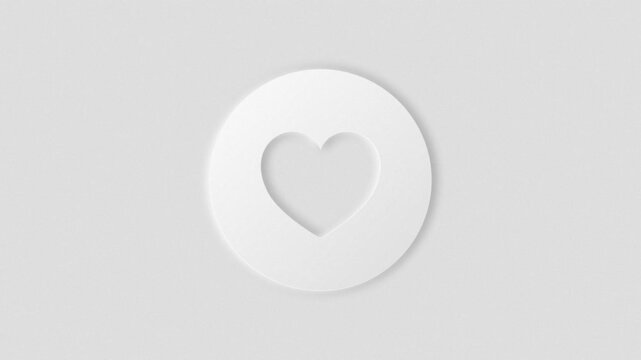  Heart icon with clean light and dark neumorphism design. 4k animation, blur and shadows graphics, simple animations.