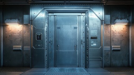 Futuristic Metal Doorway in a Sci Fi Setting