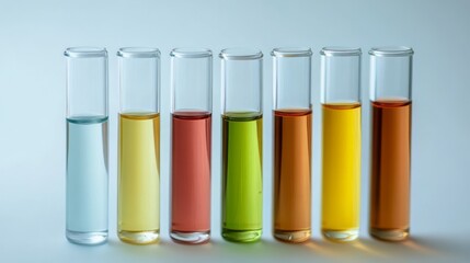 Colorful Test Tubes with Different Liquids - Science Experiment