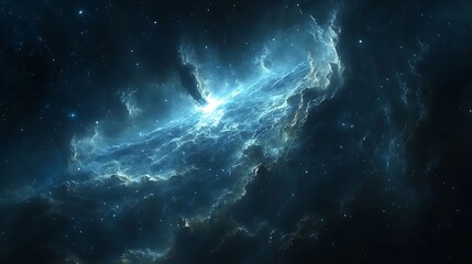 Obraz premium Soft glowing nebulous shapes in a gentle movement across a dark, starry backdrop.