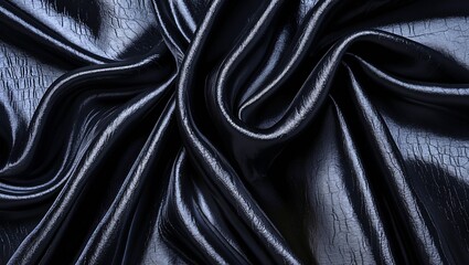 Fototapeta premium Elegant black glossy silk drapery texture