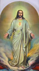 A painting of the Most Sacred Heart of Jesus. Catholic Church of St Therese of the Child Jesus in Riga, Latvia.