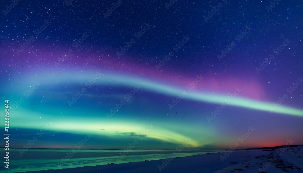 Wall mural Сosmic aurora stretching across the sky. Magical Northern lights landscape background