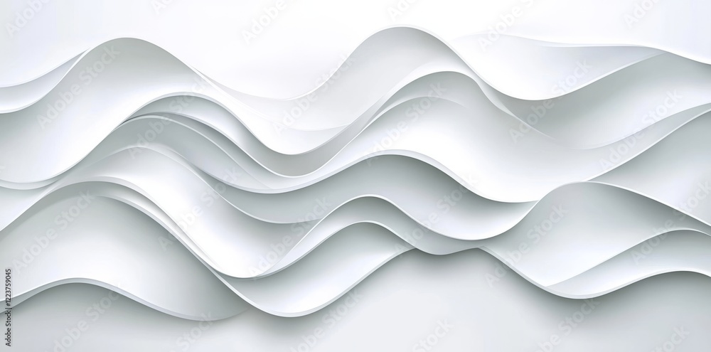 Wall mural desktop background featuring a modern abstract design with white background and 3d wave lines