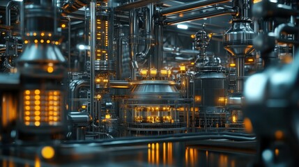 Futuristic Industrial Refinery Complex Interior Design