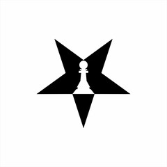 Pentagram star logo design with chess pawns.