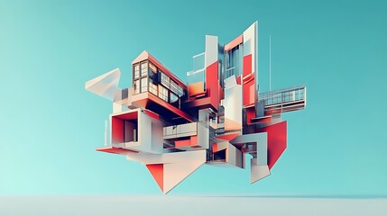 Fototapeta premium Vibrant bold interior showcasing abstract designs with unique geometric architectural inspirations