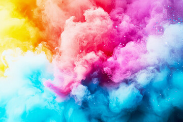 Fototapeta premium Abstract image of colorful smoke clouds blending into each other, creating a vibrant and dreamy atmosphere.