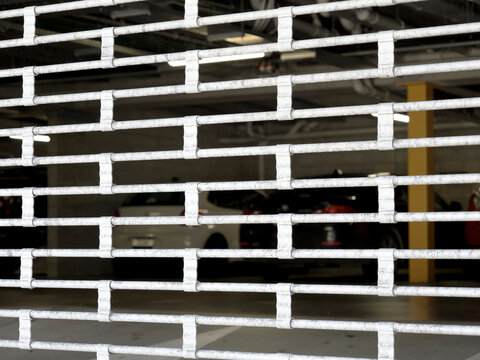 Metal rolling shutter grille garage door, carpark security door
