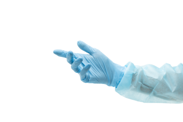 Outstretched Doctor's Hand in Latex Glove - Transparent PNG