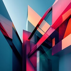 Vibrant abstract interior featuring dynamic modern artistic colors and unique geometric architectural forms