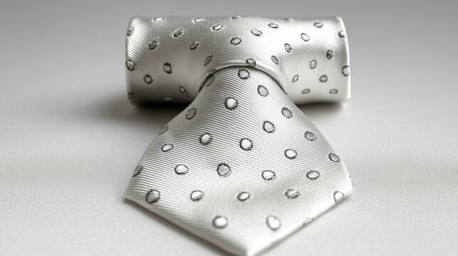 This image features a stylish white tie adorned with a delicate dotted pattern, suitable for formal occasions and adding a touch of elegance.