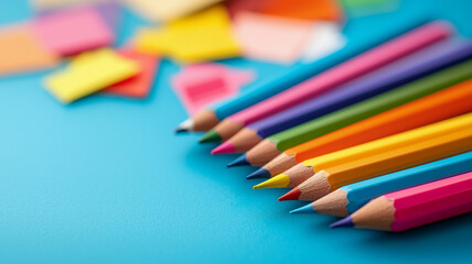 Artistic creation with colored pencils studio space visual art bright environment creative process ai generate