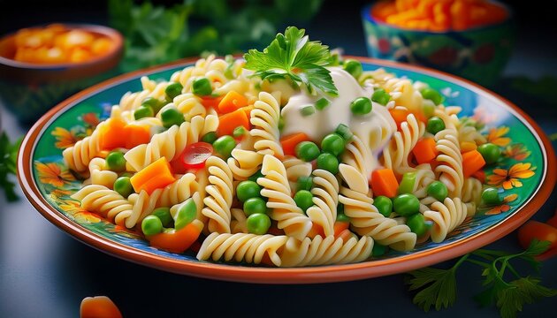 Nudelsalat mit Erbsen und M&ouml;hren
