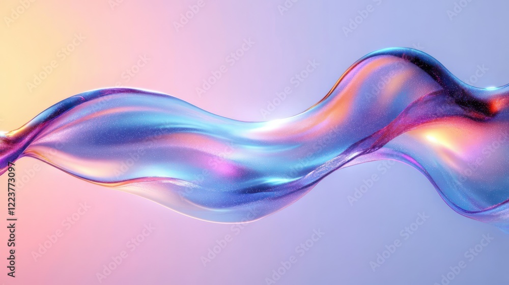 Aufkleber iridescent wavy abstract design fluid gradient background with minimalist touch