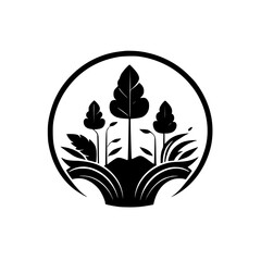 Fototapeta premium Nature's Embrace: A stylized illustration of trees and plants, symbolizing environmental harmony and the beauty of the natural world.