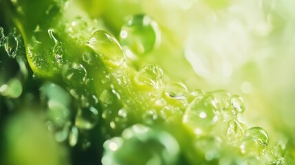 Close-up of freshly picked cucumbers with water droplets