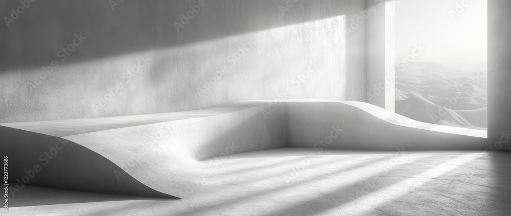 Poster black white abstract minimalist smooth gradient poster with glowing noise texture and dynamic asymme