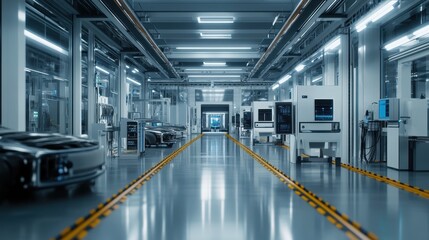 Obraz premium Modern Automotive Assembly Line Interior Facility