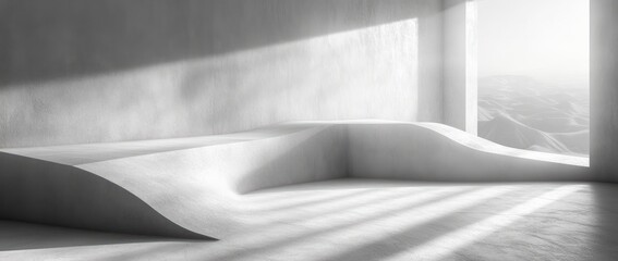 Black White Abstract Minimalist Smooth Gradient Poster with Glowing Noise Texture and Dynamic Asymmetrical Composition