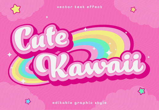 Stylish pink and white kawaii editable text effect