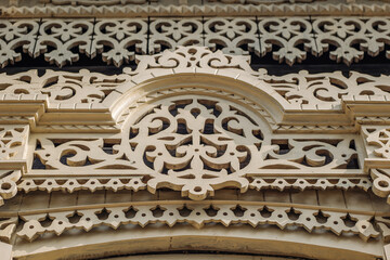 Intricate carvings and decorative elements adorn a traditional russian building, highlighting the rich history and craftsmanship of the region