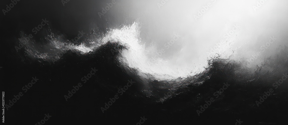 Poster abstract monochrome grunge texture background with smooth dynamic brush strokes and high contrast li