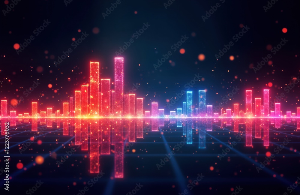 Aufkleber dynamic graphic illustration of colorful glowing wave bars. abstract design shows vibrant pink, blue