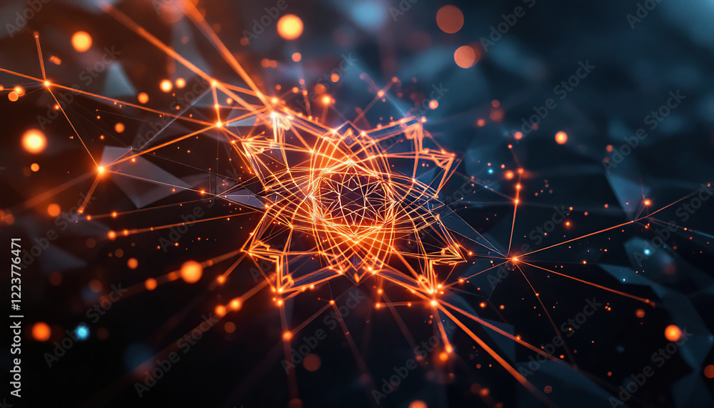 Aufkleber abstract glowing network plexus geometric design