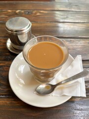 milk coffee on the table