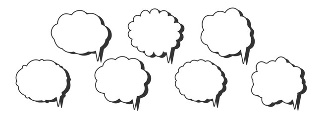 影あり　雲形　吹き出しのセット