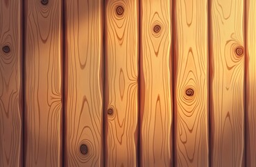 Warm rustic wooden texture background. Natural wood grain pattern with light, shadow effects creates cozy ambiance. Ideal for design projects, home decor, animated backgrounds. Detailed illustration