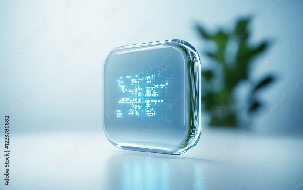 Poster blue glass coding icon 3d rendering application design for business and technology