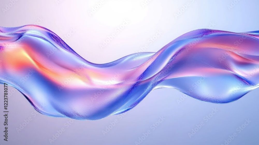 Poster abstract wavy liquid design iridescent gradient background minimalist 3d render