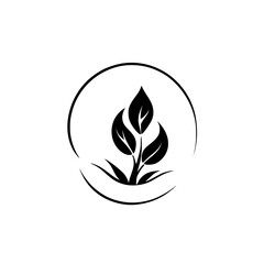 Elegant Plant Leaves Logo Design: Nature, Growth, and Ecology Symbol