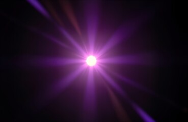 Fototapeta premium Bright purple light burst against black background. Rays of light radiate outward from central point. Abstract design with strong sense of energy, illumination. Suitable for wallpaper illustration.