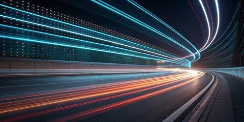 Obraz premium Light Trails in Tunnel