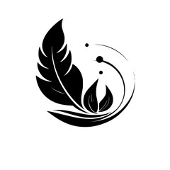 Obraz premium Elegant Black and White Floral Design: Botanical Leaf Illustration, Nature-Inspired Vector Graphic