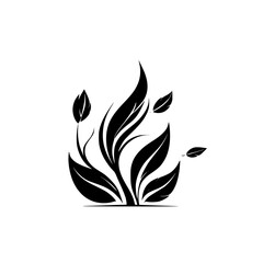 Obraz premium Elegant Black and White Floral Design: Botanical Silhouette Illustration. Perfect for nature-themed projects, minimalist art, and decorative patterns.