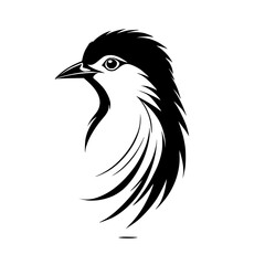 Elegant Bird Silhouette: Black and White Avian Vector Graphic