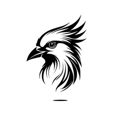 Majestic Bird of Prey: A Black and White Vector Illustration. This stylized bird head graphic is perfect for logos, designs, and more.