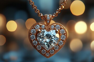 Heart Shaped Diamond Pendant in Rose Gold Setting Luxury Jewellery for Women