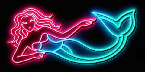 Neon Mermaid Illustration