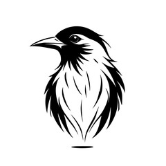 Elegant Black and White Bird Illustration: A Minimalist Vector Design of a Sparrow's Profile