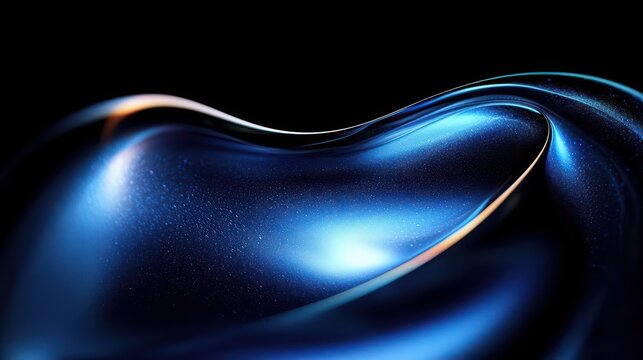 Futuristic Abstract Design Smooth Curves Iridescent Blue Background 3D Render