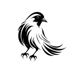 Elegant Black and White Bird Silhouette: A Minimalist Avian Vector Graphic