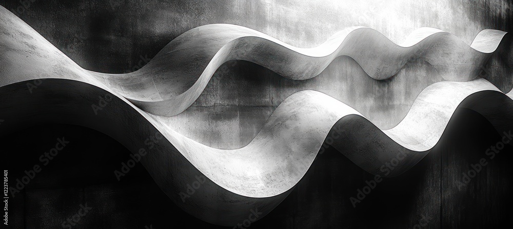 Poster black and white abstract pattern dynamic shadows light geometric design grunge texture